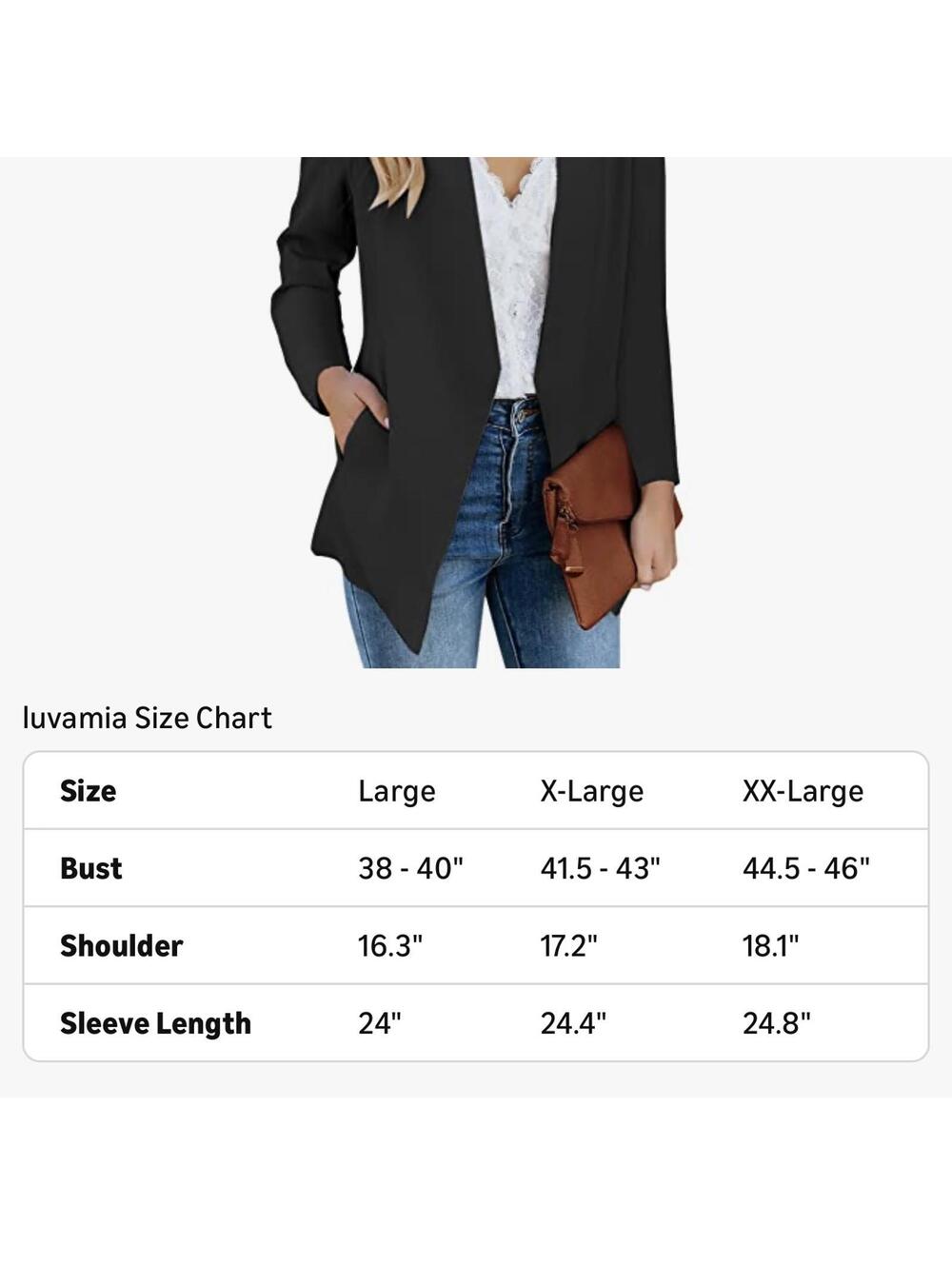 Luvamia Women’s Casual Long Sleeve Slim Work Office Blazer Jacket Size XL - Picture 5 of 5